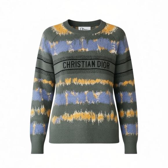 Christian Dior Tie-Dye Logo Sweater Green Blue FR40 / US8 Excellent - Picture 1 of 8